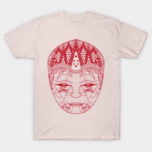 the red outline face decorative T-Shirt